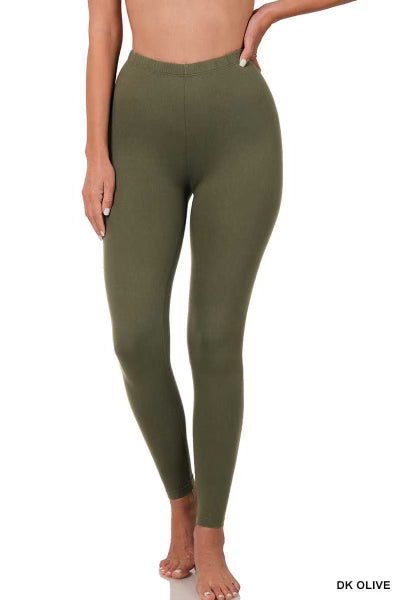 BT-99 {Leg Up} Dk Olive Microfiber Full Length Leggings