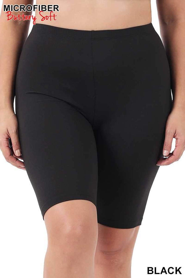 SALE!! LEG-38 {A Stretch Above} BLACK Biker Shorts PLUS SIZE 1X 2X 3X