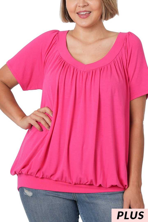 89 SSS-C {The Best Of The Best} Fuchsia V-Neck Top PLUS SIZE 1X 2X 3X