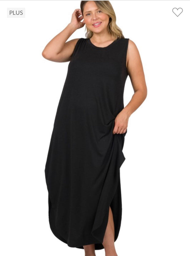 SALE!! LD-Y {Adoration} BLACK Sleeveless Maxi  Dress PLUS SIZE 1X 2X 3X