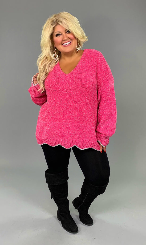 SALE!! SD-M {Stop & Stare} "UMGEE" Fuchsia/Silver Glitter Sweater