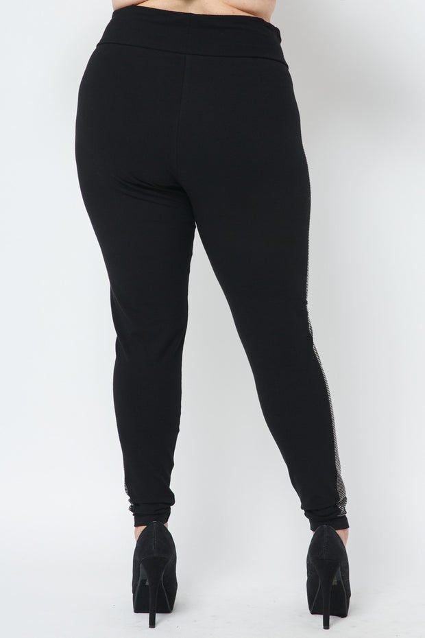 SALE!! BT-C {On Your Side} VOCAL Black Leggings w/Sm Studs Down Legs PLUS SIZE XL 2X 3X