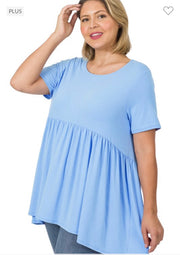 SALE!! 31 SSS-G {Feeling The Love} Spring Blue Babydoll Tunic PLUS SIZE 1X 2X 3X