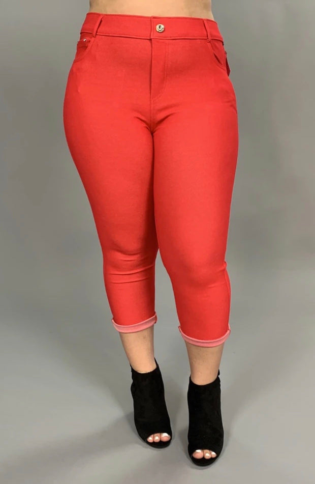 SALE!!  BT-X RED  Jeggings  With Rhinestone Button PLUS SIZE XL 2X 3X