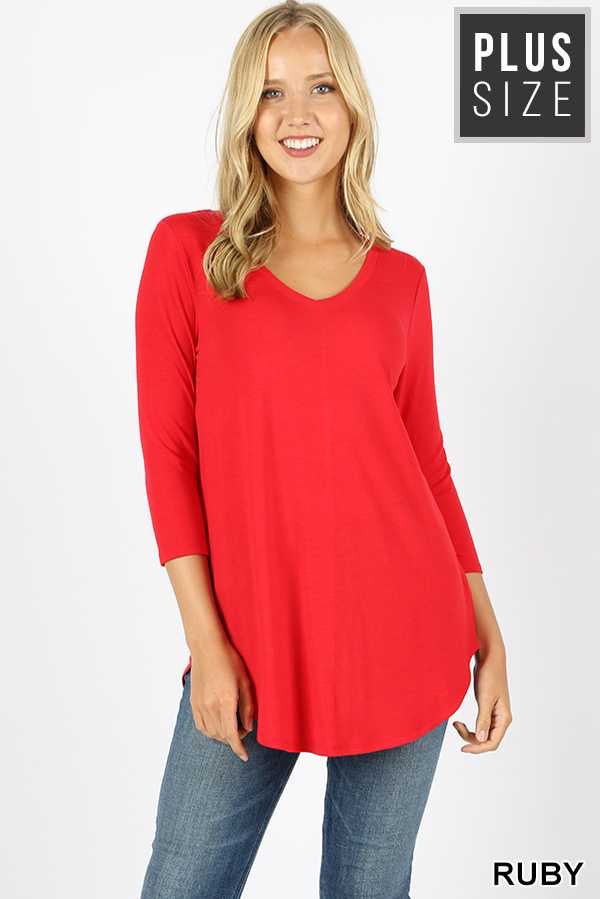 SALE!! 22 SQ-Q {Stay With You}  Red V Neck Tunic PLUS SIZE XL 2X 3X