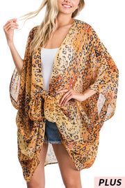 SALE!! OT-Z {Basic Instincts} Gold/Rust Sheer Leopard Cardigan PLUS SIZE 1X 2X 3X