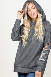 23 HD-H {Stuck In My Ways} Grey Cut Sleeve Hoodie PLUS SIZE XL 2X 3X