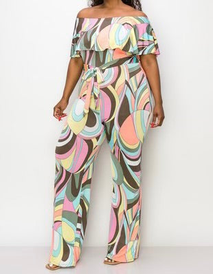 SALE!! LD-M {Secrets To Share} Multi-Color Jumpsuit PLUS SIZE 1X 2X 3X