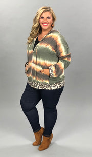 SALE! 26 OT-E {Under Your Skin}  Olive Leopard Contrast Jacket PLUS SIZE XL 2X 3X