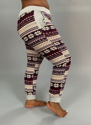 SALE!! BT-C Plum/Ivory Snowflake Print Jogger Pants with Pockets  PLUS SIZE SALE!!