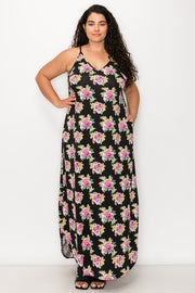 SALE!! LD-M {Better Days Ahead} Black Floral Maxi Dress PLUS SIZE XL 2X 3X