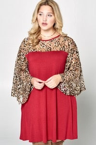 59 CP-Y {Dare To Indulge} Red Leopard Lace Tunic PLUS SIZE 1X 2X 3X