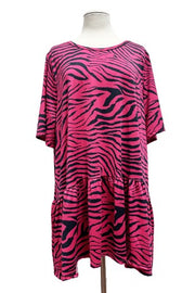 SALE!! 33 PSS {Classy And Casual} Fuchsia Zebra Print Ruffle Hem Top EXTENDED PLUS SIZE 3X 4X 5X