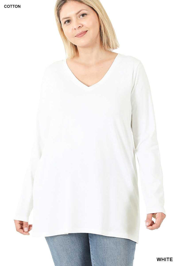 88 SLS-J {Keeping It Together} Ivory Long Sleeve V-Neck Top PLUS SIZE 1X 2X 3X