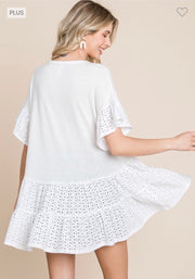 SALE!! 96 CP-B {Eyelet On Board} Ivory Button Up Eyelet Top PLUS SIZE 1X 2X 3X