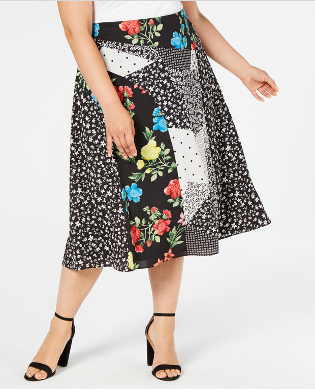 SALE!! BT-A  M-109 {Calvin Klein} Plus Size Mixed-Print Skirt RETAILS $99.50 PLUS SIZE 20W