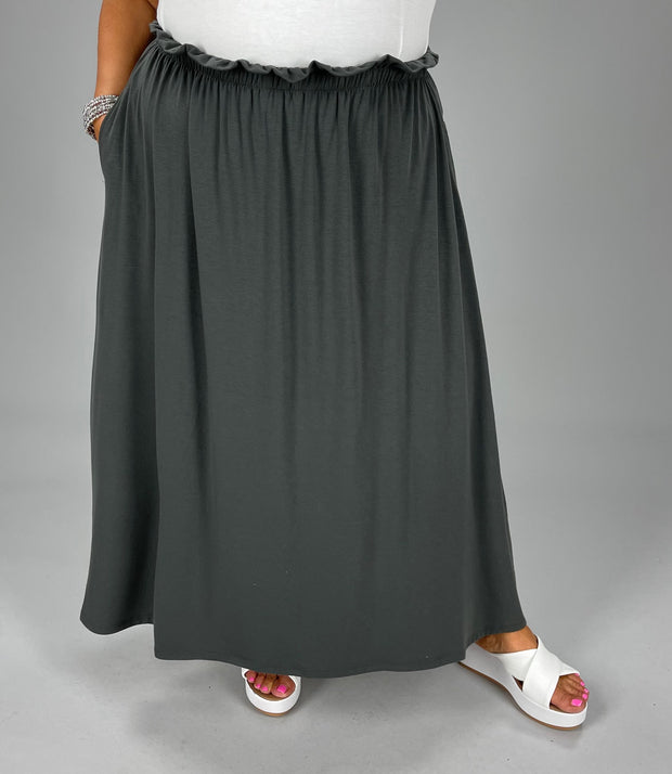 SALE!! BT-S {Maxi Comfort} Ash Grey Maxi Skirt PLUS SIZE 1X 2X 3X