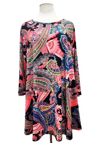 18 PQ {Join The Movement} Coral/Blue Paisley Print Top EXTENDED PLUS SIZE 4X 5X 6X