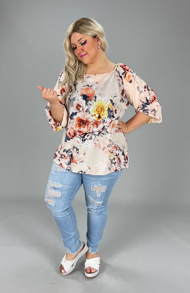 SALE!! PQ-A  M-109   {Charter Club} Blush Floral Top Retail $89.50 PLUS SIZE 2X