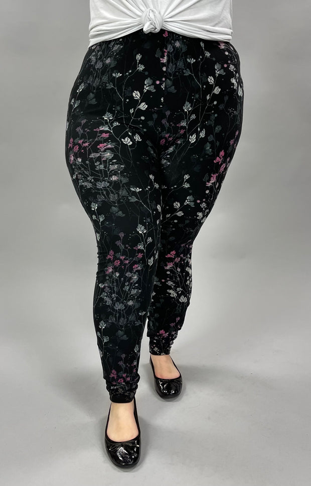 SALE!! BT {Muted Floral} Black Floral Leggings EXTENDED PLUS SIZE 3X/5X