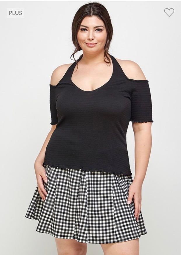 SALE!! 31 OS-Z {Happening Now} Black Smocked Halter Top PLUS SIZE XL 2X 3X