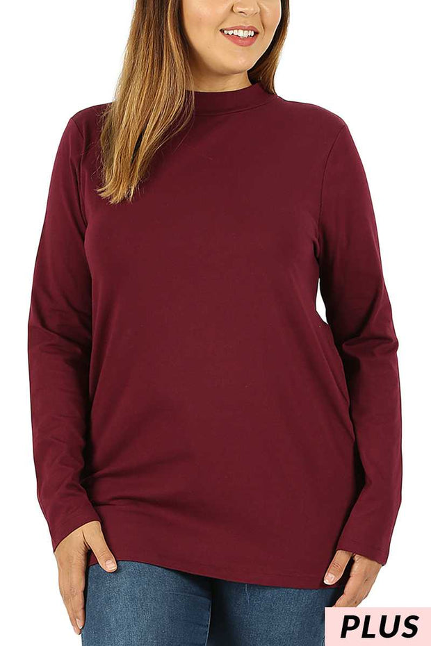 56 SLS-B {Admiring Style} Burgundy High Neck Top PLUS SIZE 1X 2X 3X