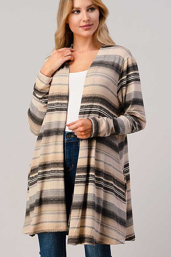 70 OT-Z {Stuck In A Dream} Champagne Striped Cardigan PLUS SIZE 1X 2X 3X