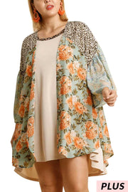 SALE!! 16 OT-I {Out Of Line} Umgee ! Sage Multi-Print Kimono PLUS SIZE XL 1X 2X