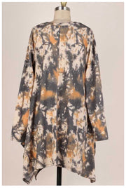 SALE!! PLS-E {Artist's Vision} Grey Taupe Mustard Tie Dye Knit Tunic PLUS SIZE XL 2X 3X