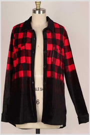 63 PLS-I {The Plaid Speaks} Red/Black Plaid Button Top SALE!!! PLUS SIZE 1X 2X 3X  Shacket