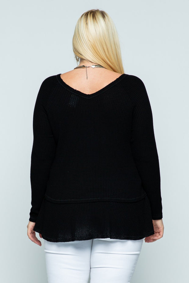 26 SD {Time To Hustle} VOCAL Black Waffle Knit w/Small Studs PLUS SIZE XL 2X 3X