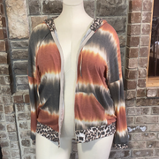 SALE! 26 OT-D {Quit Playing} Rust Leopard Contrast Jacket PLUS SIZE XL 2X 3X