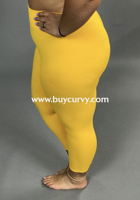 SALE!! BT-99  {Motivation's Finest) Yellow Buttersoft Full Length Leggings PLUS SIZE