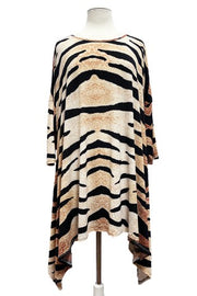 SALE!! 24 PQ {Mixed Thoughts} Brown Tiger Print Top PLUS SIZE XL 2X 3X