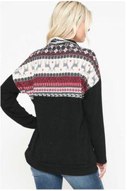 SALE! 26 CP-F {Ring The Bell} Black Burgundy Reindeer Pullover PLUS SIZE XL 2X 3X