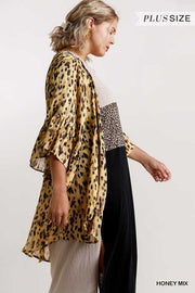 SALE !!  57 OT-Q {Look Famous} Umgee Honey Gold Leopard Kimono PLUS SIZE XL 1X 2X