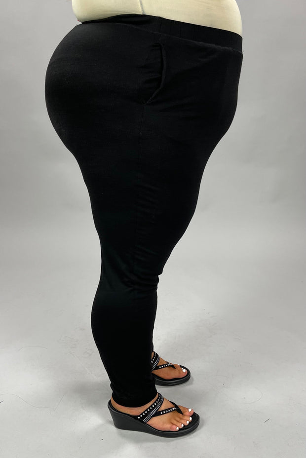 SALE!! BT-99 {Perfect Pair} "Buttersoft" Black Cuffed Leggings PLUS SIZE 1X 2X 3X