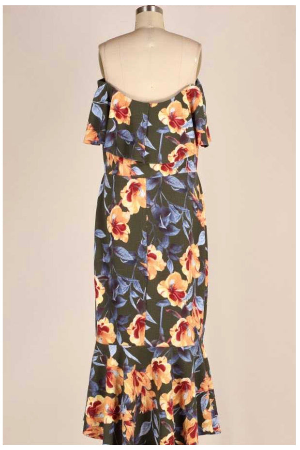 SALE!! LD-B {Belong To Me} Charcoal Waffle Wrap Dress W/Floral Print PLUS SIZE 1X 2X 3X