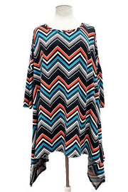 SALE!! 23 PSS {Bold In Every Way} Black/Rust/Teal Zig-Zag Print Top Extended Plus