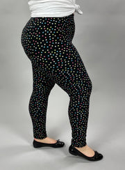 LEG-34 {Party Dots} Multi Colored Dot Print Leggings EXTENDED PLUS SIZE 3X/5X