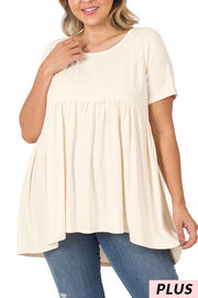 SALE!! 57 SSS-A {Getting The Best} Cream Babydoll Top PLUS SIZE 1X 2X 3X