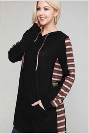 SALE!  59 OR 25 HD-K {The Night Out} Black Brown  Green Stripe Sleeve Hoodie PLUS SIZE XL 2X 3X