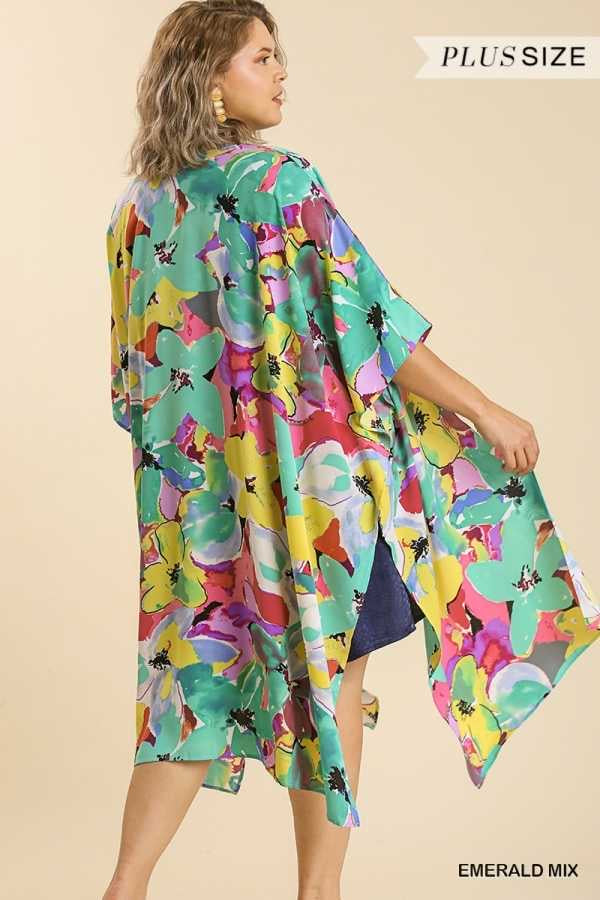 SALE!! 39 OT-C {Happier Than Ever} Umgee   Multi-Color Kimono PLUS SIZE