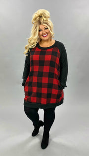 SALE! 24 CP-C {Curvy Dreams } Red/Black Plaid Tunic  CURVY BRAND PLUS SIZE 3X 4X 5X 6X