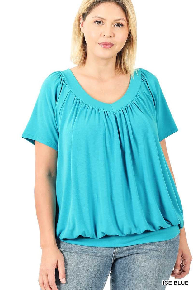 93 SSS-C {The Best Of The Best} Ice Blue V-Neck Top PLUS SIZE 1X 2X 3X