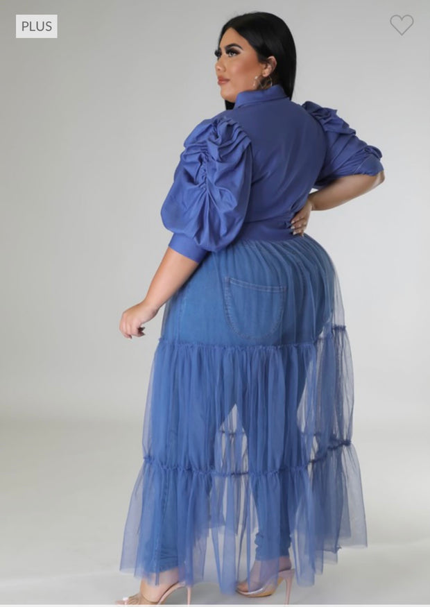 SALE!! LD-I {Truly The Best} Denim Blue Tulle Bottom Top PLUS SIZE 1X 2X 3X