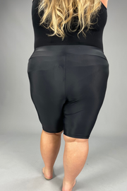 SWIM-A {Calypsa Shorts}  Black Long Bike Swim Shorts EXTENDED PLUS SIZE 1X 2X 3X 4X