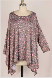 SALE!! 89 PQ-E {Design Fantasy} Taupe Animal Print Top PLUS SIZE 1X/2X  2X/3X