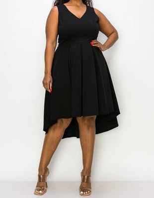 SALE!! LD-Z {City Splendor} Black Pleated Hi/Low Sleeveless Dress PLUS SIZE 1X 2X 3X