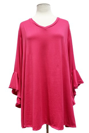 SALE!! 36 SQ {Be My Sweetheart} Fuchsia V-Neck Top EXTENDED PLUS SIZE 4X 5X 6X